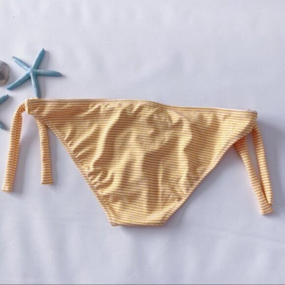 J. Crew | Side Tie Lowrider Bikini Bottom Faded Stripe Orange Gold Retro Plus 2X - Picture 8 of 11